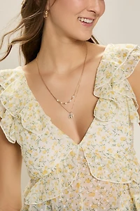 Emily Floral Flutter Neck Blouse