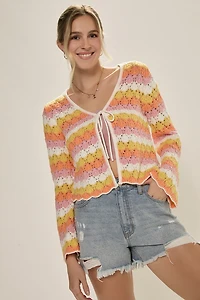 Hillary Striped Front Tie Cardigan