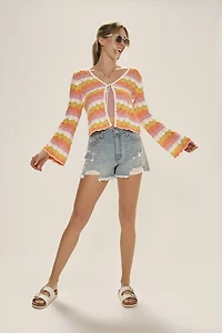 Hillary Striped Front Tie Cardigan