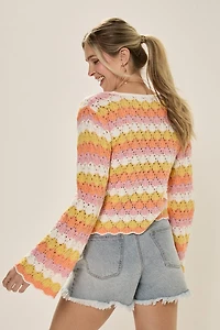 Hillary Striped Front Tie Cardigan