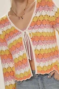 Hillary Striped Front Tie Cardigan