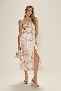 Page Floral Satin Midi Dress