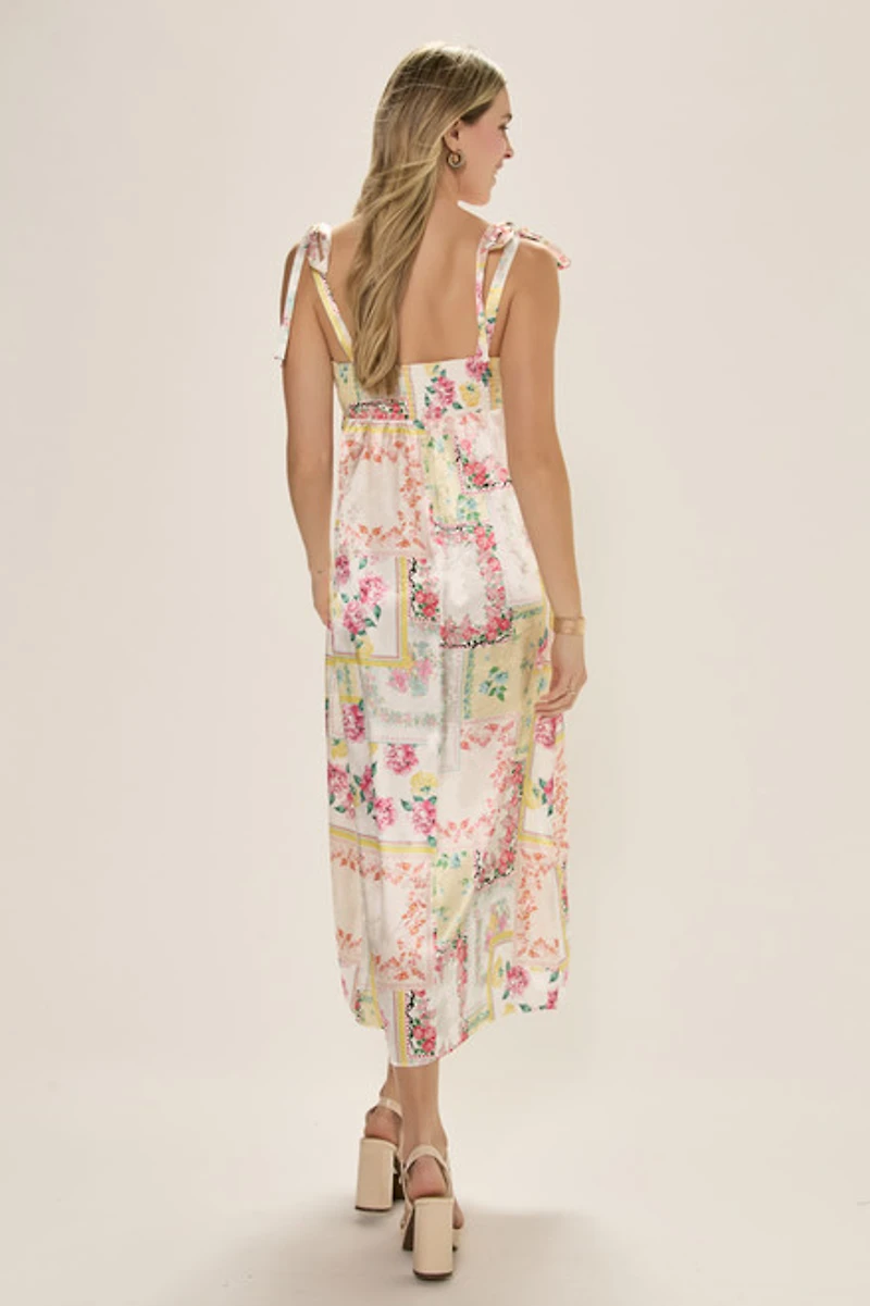 Page Floral Satin Midi Dress