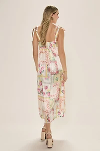 Page Floral Satin Midi Dress