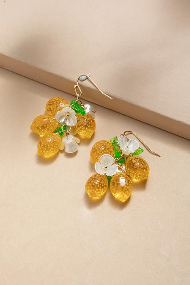 Malinda Lemon Cluster Drop Earrings