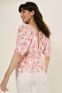 Jenna Tie Front Floral Blouse