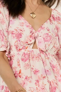 Jenna Tie Front Floral Blouse