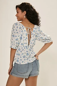Elisa Floral Front Tie Blouse