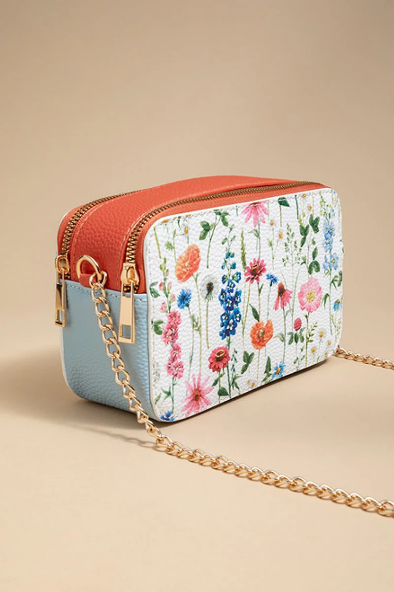 Roslyn Floral Faux Leather Crossbody Bag