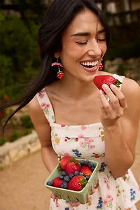 Carla Strawberry On Bow Drop Earrings