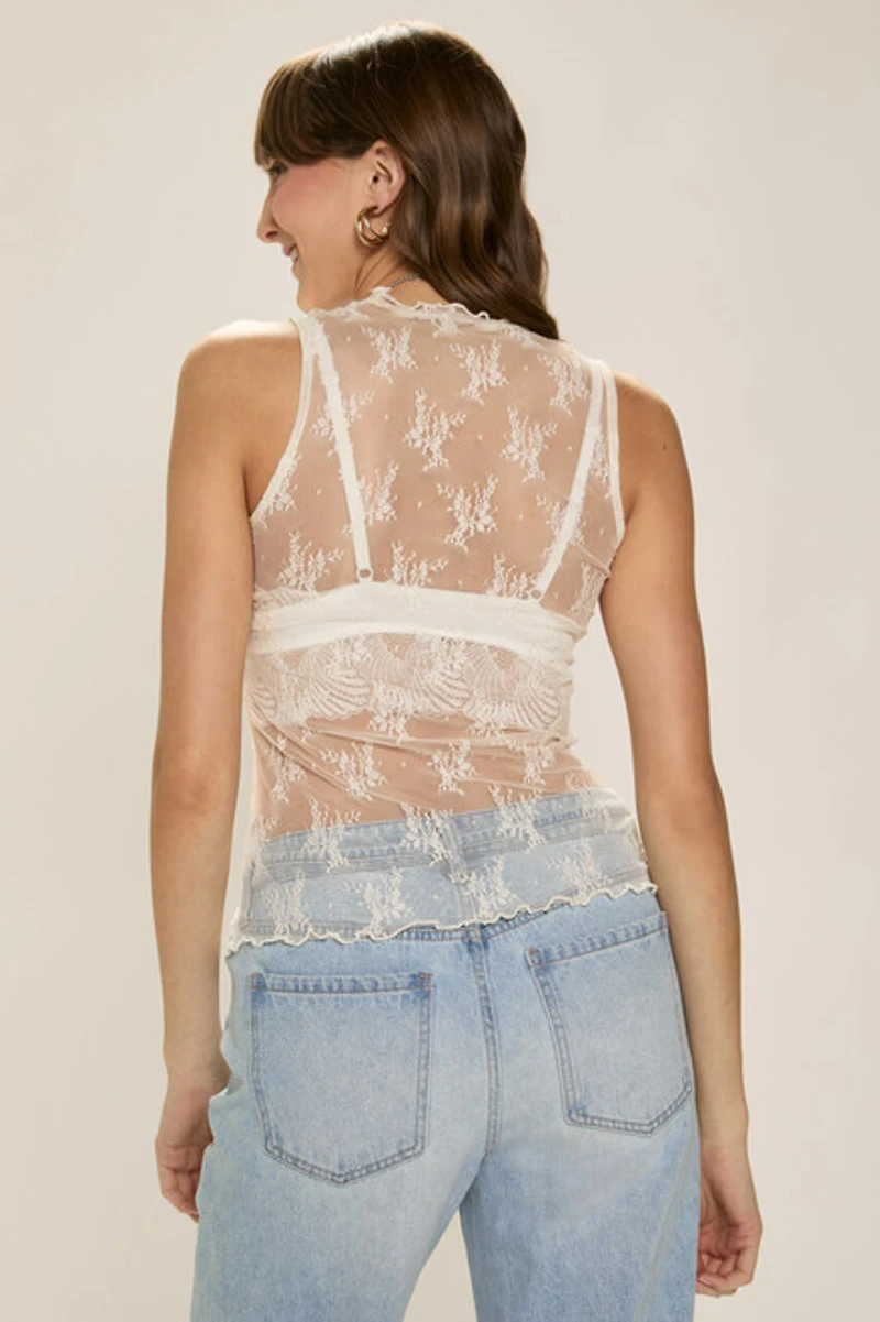 Tracey High Neck Mesh Top