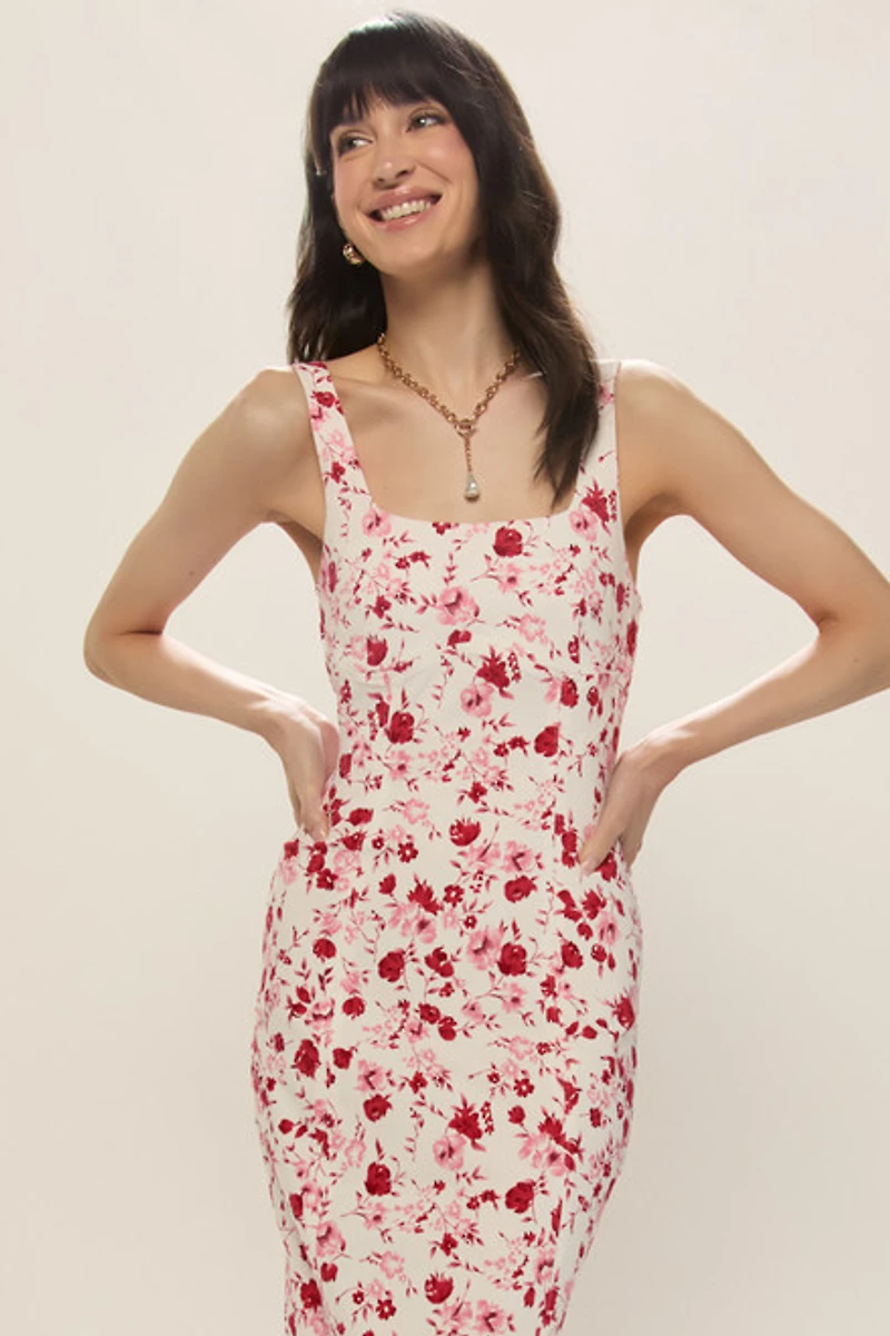 Eve Floral Stretch Midi Dress