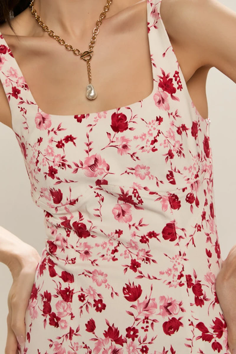 Eve Floral Stretch Midi Dress