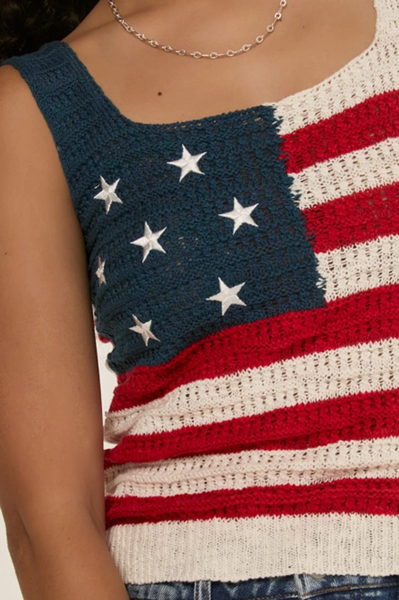 Joan American Flag Sweater Tank