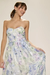 Penelope Strapless Floral Tulle Maxi Dress