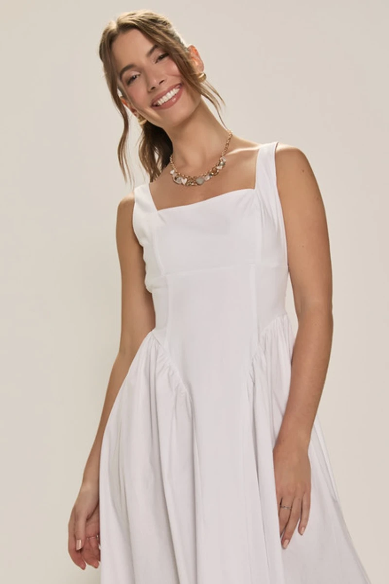 Vicky Drop Waist Bow Back Midi Dress