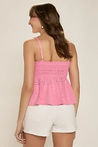 Tracie Eyelet Sweetheart Top