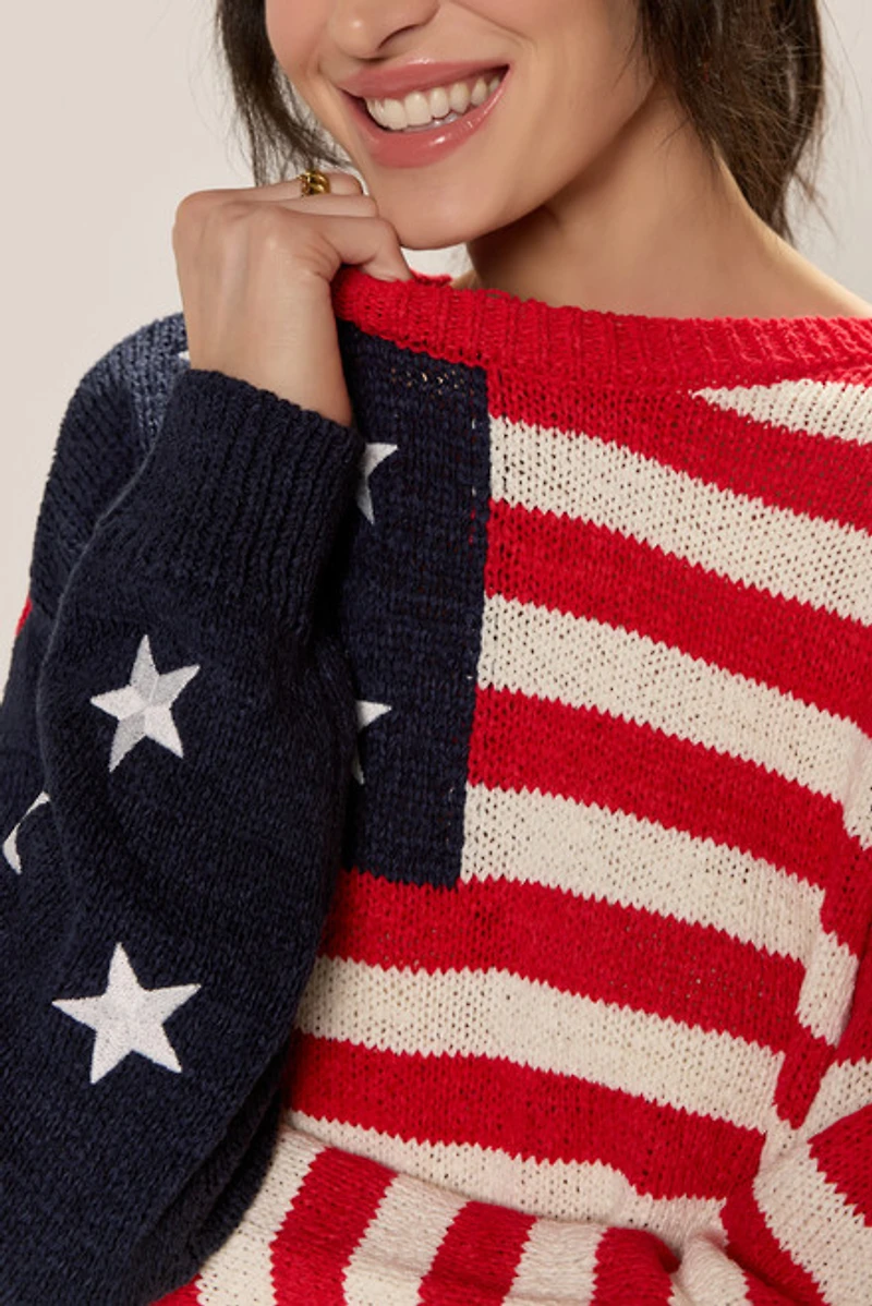 Kate American Flag Pullover Sweater