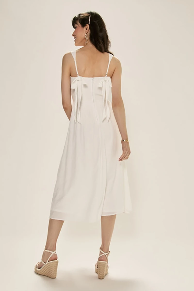 Olivia Ruched Flowy Midi Dress