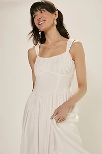 Olivia Ruched Flowy Midi Dress
