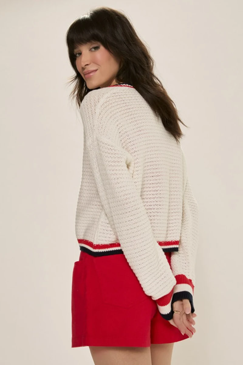 Cathy Striped Border Cardigan