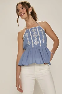 Carol Embroidered Halter Top