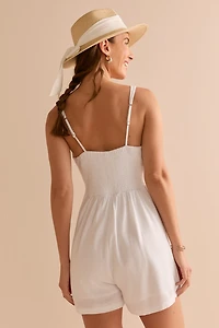 Kathie Front Twist Linen Romper