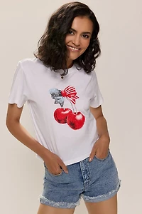 Cherry American Flag Bow Graphic Tee