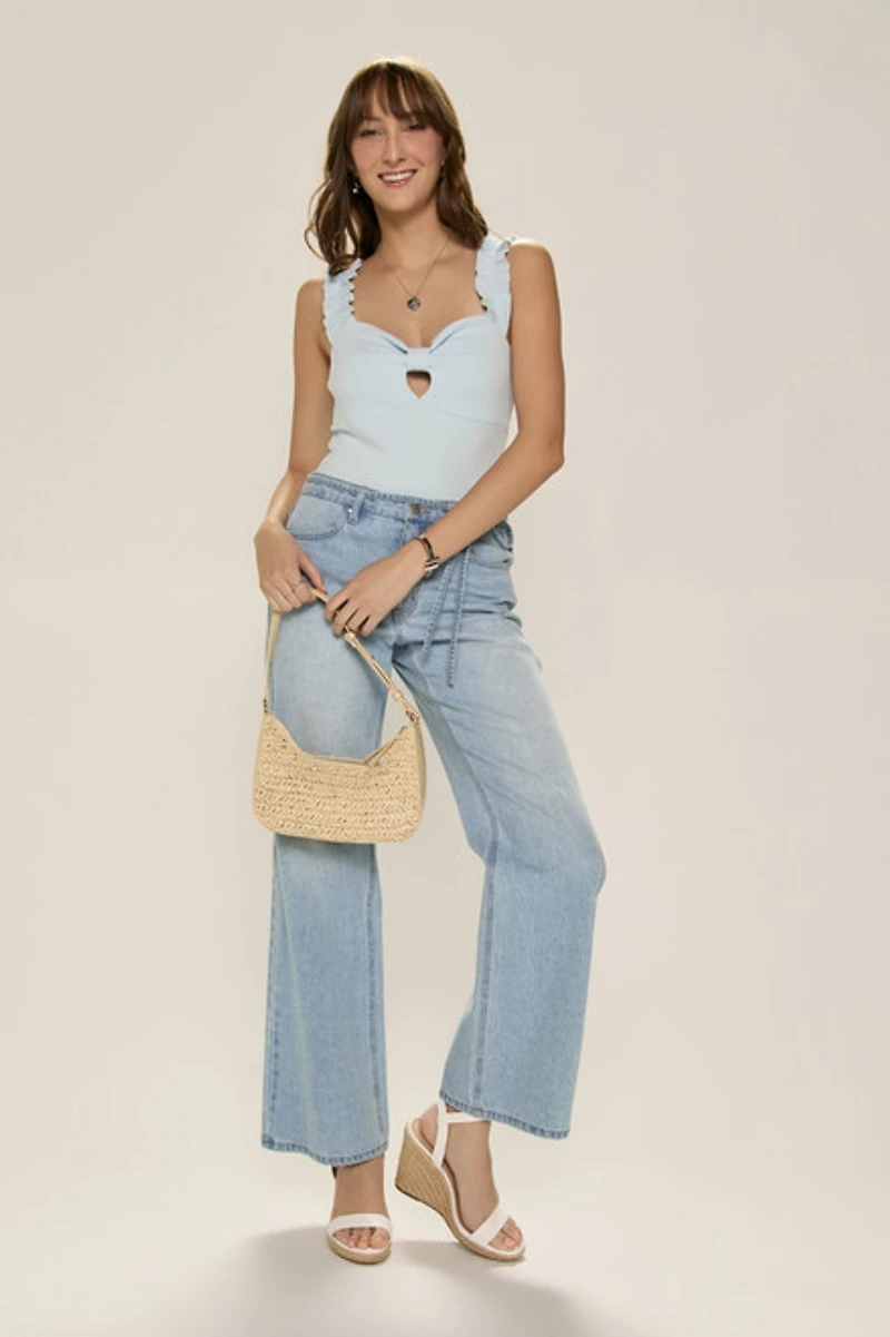 Gabriela Ruffle Strap Keyhole Bodysuit