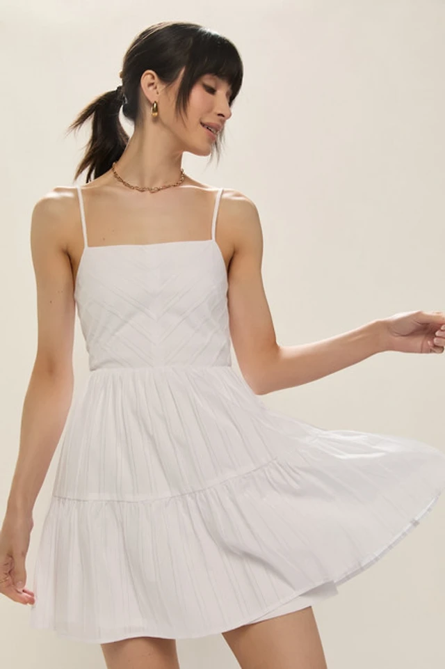Francesca's Melanie Jacquard Fit And Flare Bow Back Mini Dress | Pacific  City