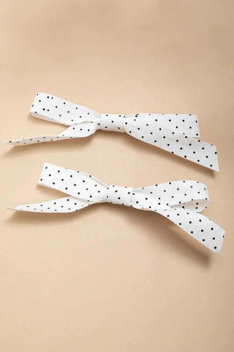 Ashley Polka Dot Mini Bow Hair Barrette Set
