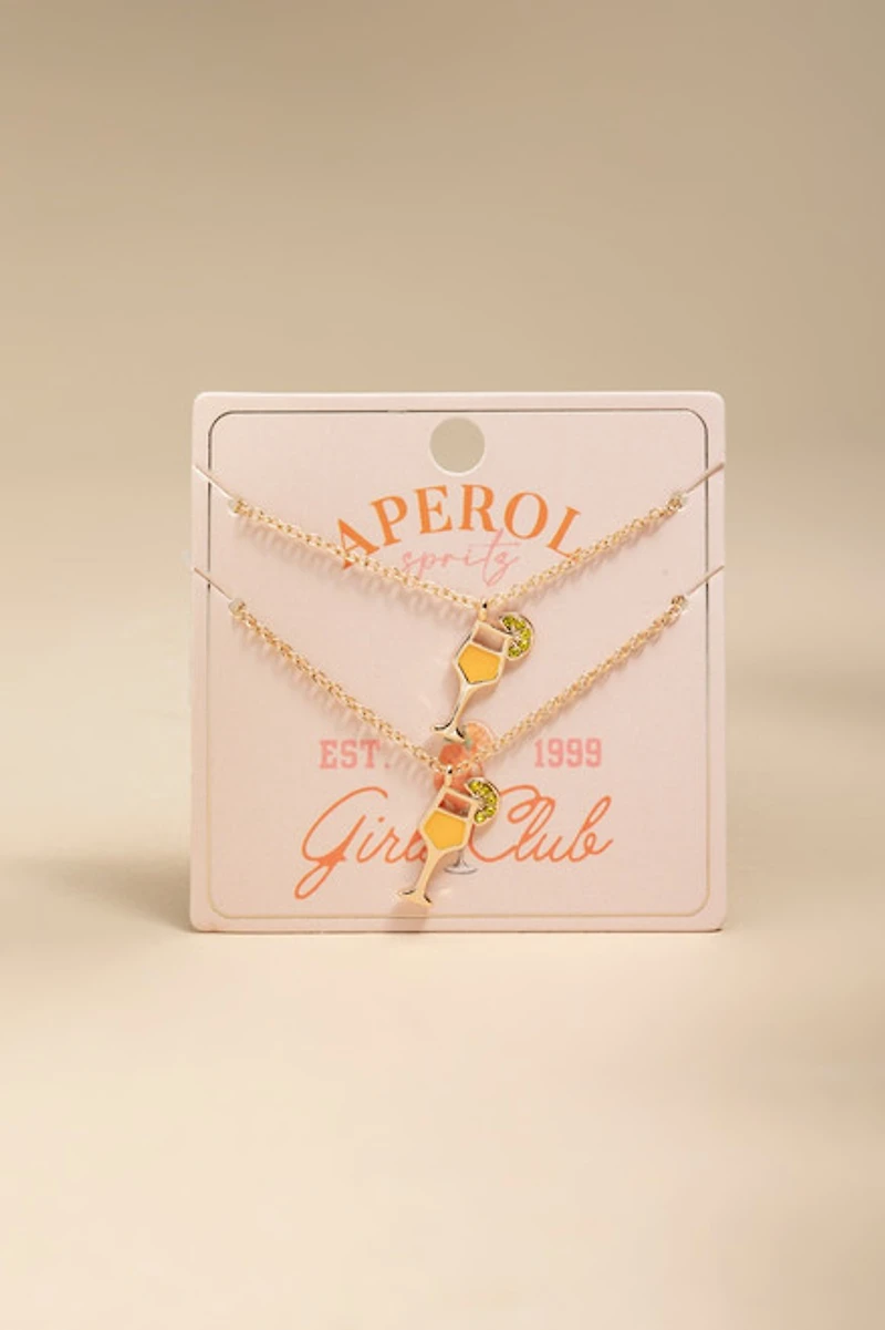 Apperol Spritz Pendant Necklace Set