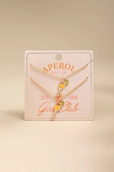 Apperol Spritz Pendant Necklace Set