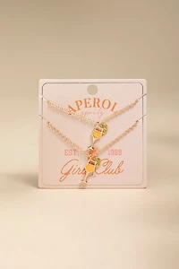 Apperol Spritz Pendant Necklace Set