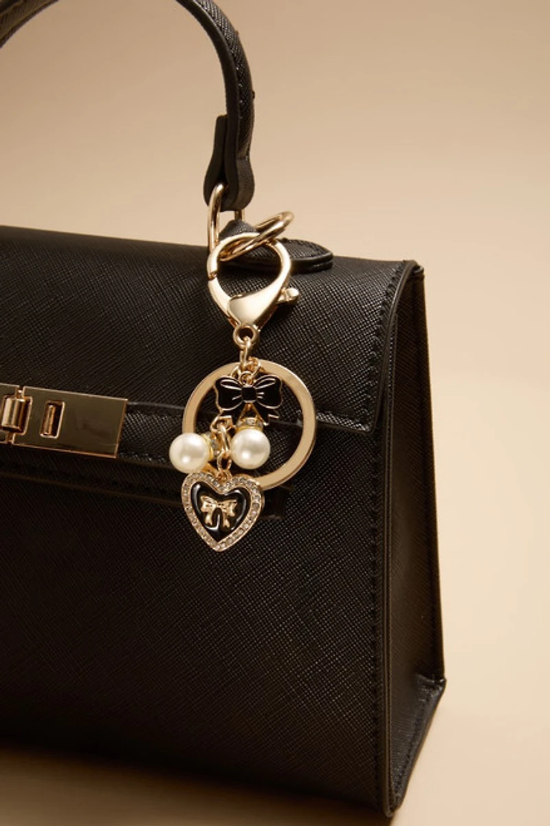 Lesley Bow and Heart Bag Charm
