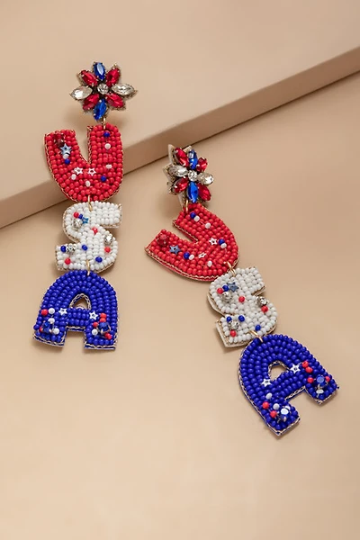 USA Seed Bead Drop Earrings