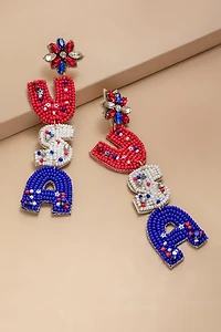 USA Seed Bead Drop Earrings