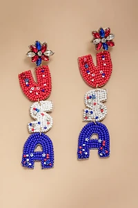 USA Seed Bead Drop Earrings