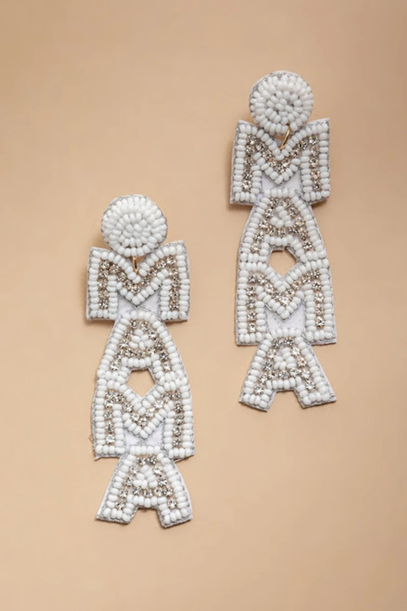 Mama Seed Bead Drop Earrings