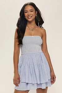 Christina Strapless Striped Romper