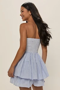 Christina Strapless Striped Romper