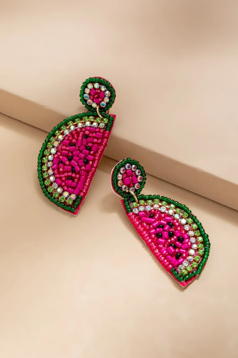 Sam Watermelon Seed Bead Earrings