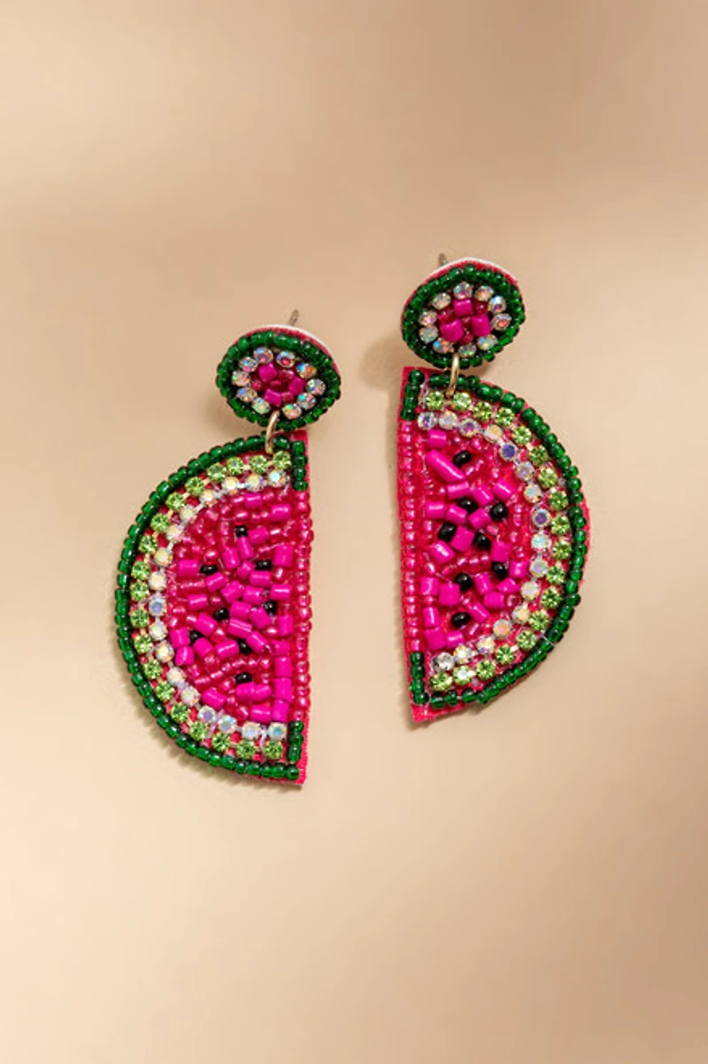 Sam Watermelon Seed Bead Earrings