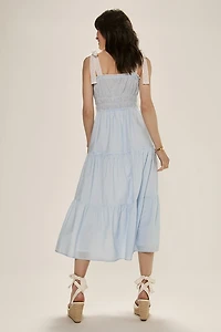 Leona Striped Tiered Midi Dress