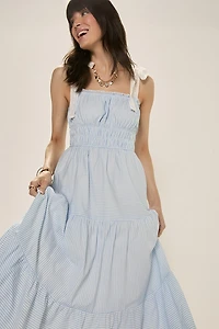 Leona Striped Tiered Midi Dress