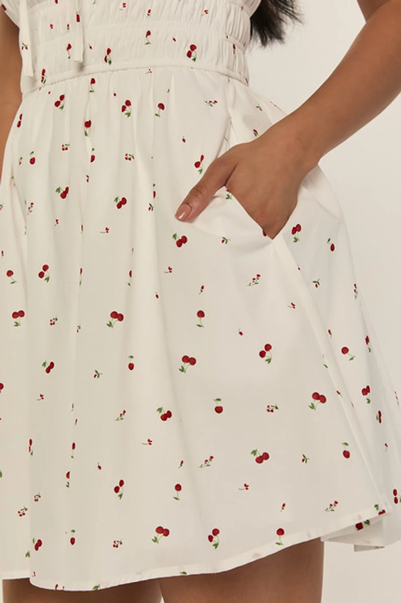 Jamie Cherry Print Mini Dress