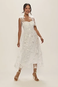 Julie Embroidered Tulle Midi Dress