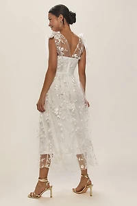 Julie Embroidered Tulle Midi Dress