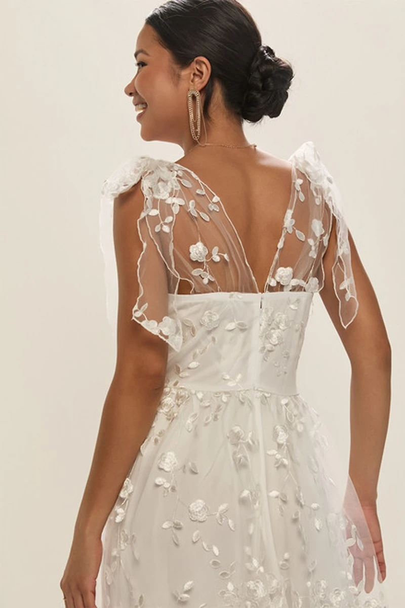 Julie Embroidered Tulle Midi Dress