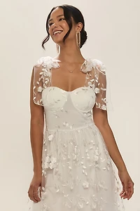 Julie Embroidered Tulle Midi Dress